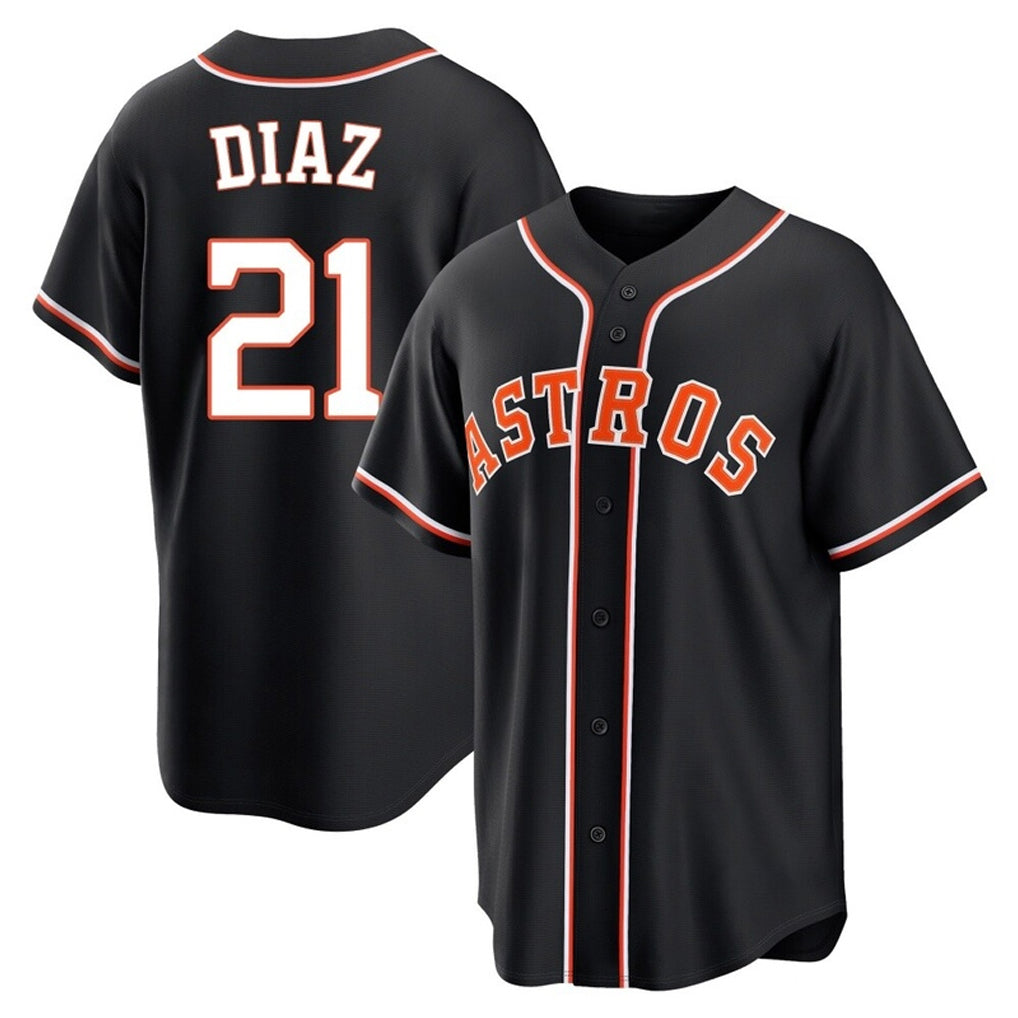 Elroe H.Astros #21 Yainer Diaz Player Black Fashion Out Home Game Stitched Jerseys