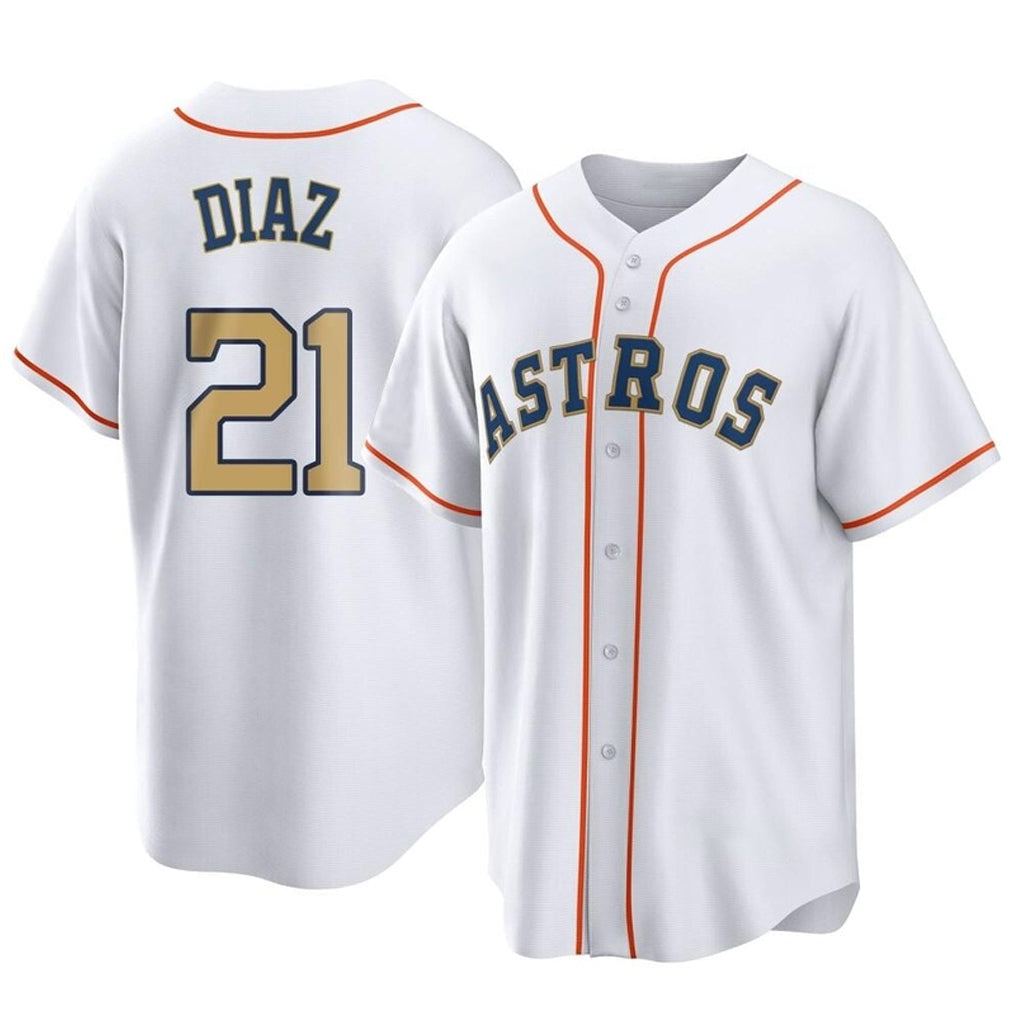 Elroe H.Astros #21 Yainer Diaz Player Gold Collection Game Home Stitched Jerseys