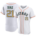 Elroe H.Astros #21 Yainer Diaz Player Gold Collection Limited Elite Home Stitched Jerseys