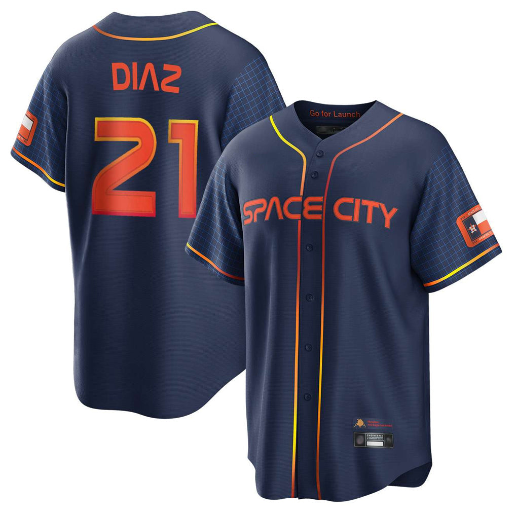 Elroe H.Astros #21 Yainer Diaz Player Navy City Connect Home Game Stitched Jerseys