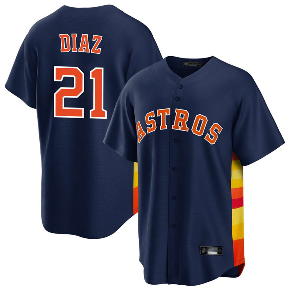 Elroe H.Astros #21 Yainer Diaz Player Navy Home Game Stitched Jerseys