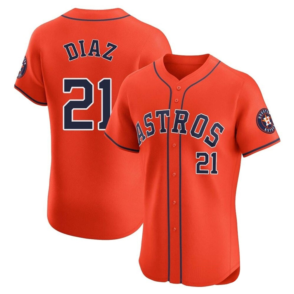 Elroe H.Astros #21 Yainer Diaz Player Orange Home Limited Elite Stitched Jerseys