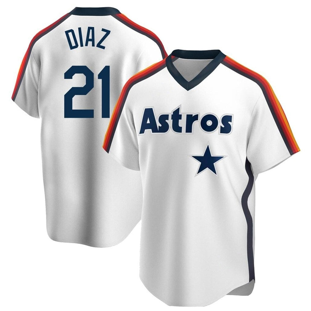 Elroe H.Astros #21 Yainer Diaz Player White Cooperstown Collection T-shirt Stitched Jerseys