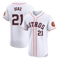 Elroe H.Astros #21 Yainer Diaz Player White Limited Elite Home Stitched Jerseys