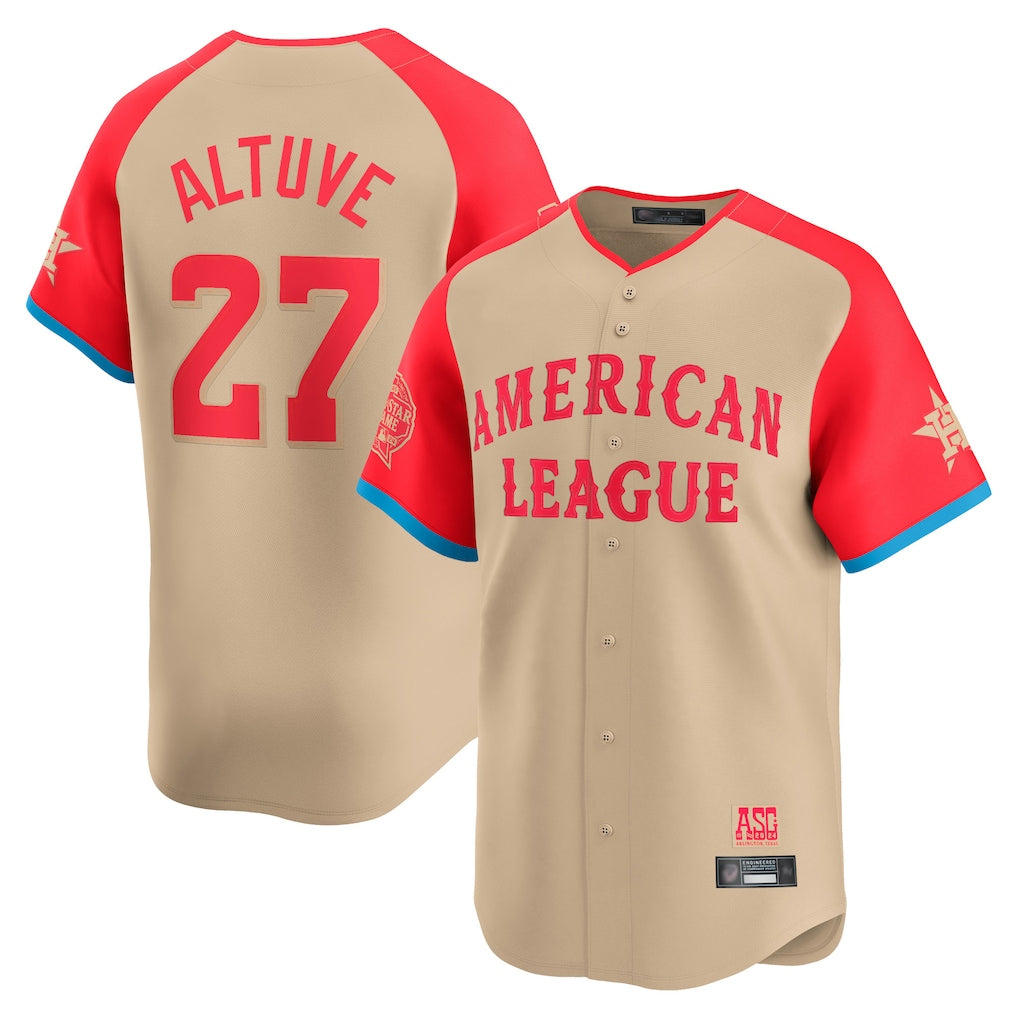 Elroe H.Astros #27 Jose Altuve Player Cream American League All-Star Game Limited Stitched Jerseys