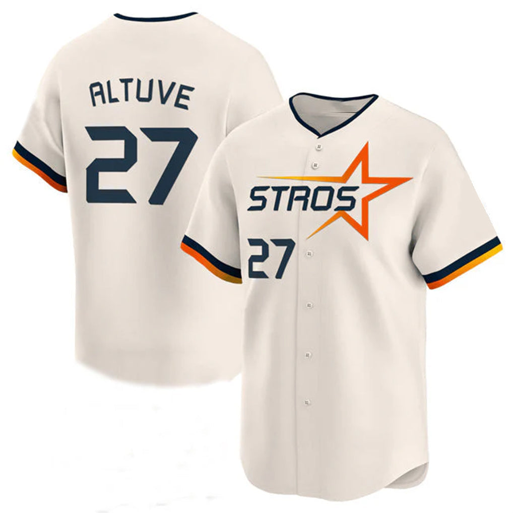 Elroe H.Astros #27 Jose Altuve Player Cream City Connect Limited Home Stitched Jerseys