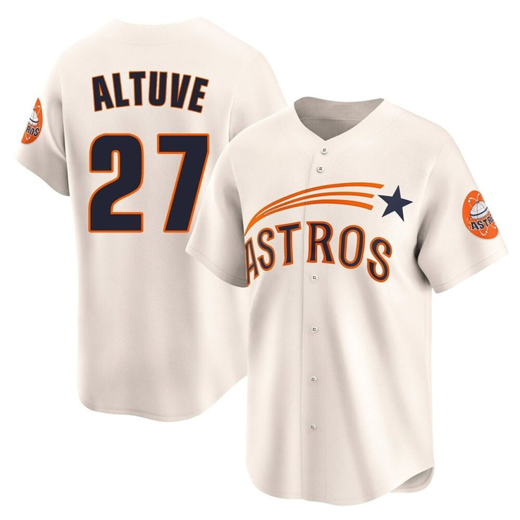 Elroe H.Astros #27 Jose Altuve Player Cream Throwback Cooperstown Collection Limited Stitched Jerseys