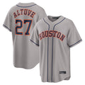 Elroe H.Astros #27 Jose Altuve Player Gray Home Game Stitched Jerseys