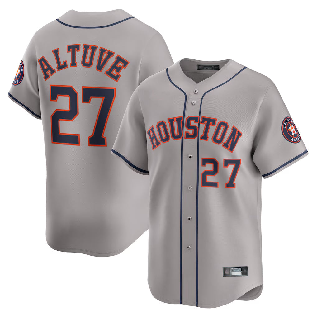 Elroe H.Astros #27 Jose Altuve Player Gray Home Limited Stitched Jerseys