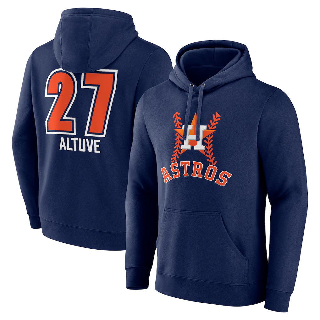 Elroe H.Astros #27 Jose Altuve Player Navy Pullover Hoodie Stitched Jerseys