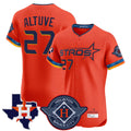 Elroe H.Astros #27 Jose Altuve Player Orange City Connect Texas Patch Vapor Premier Limited Elite Home Stitched Jerseys
