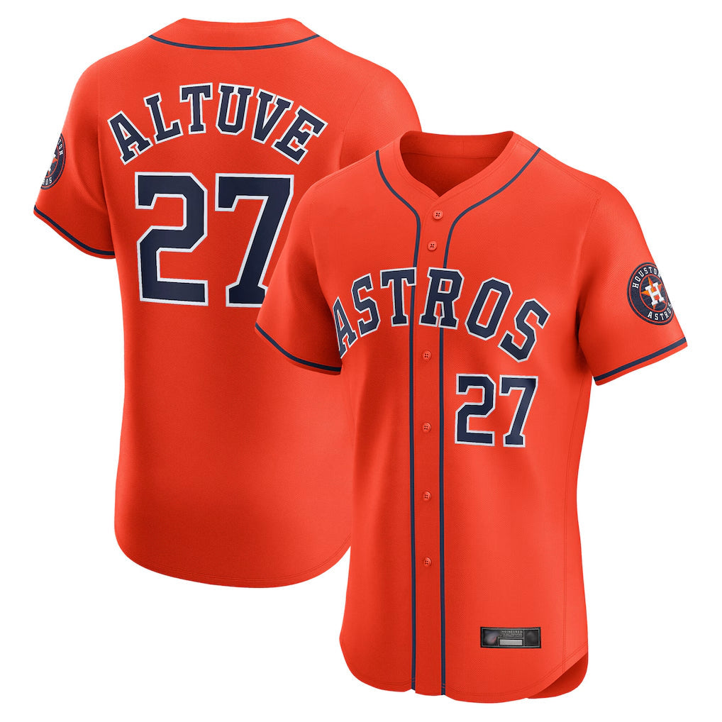 Elroe H.Astros #27 Jose Altuve Player Orange Home Limited Elite Stitched Jerseys