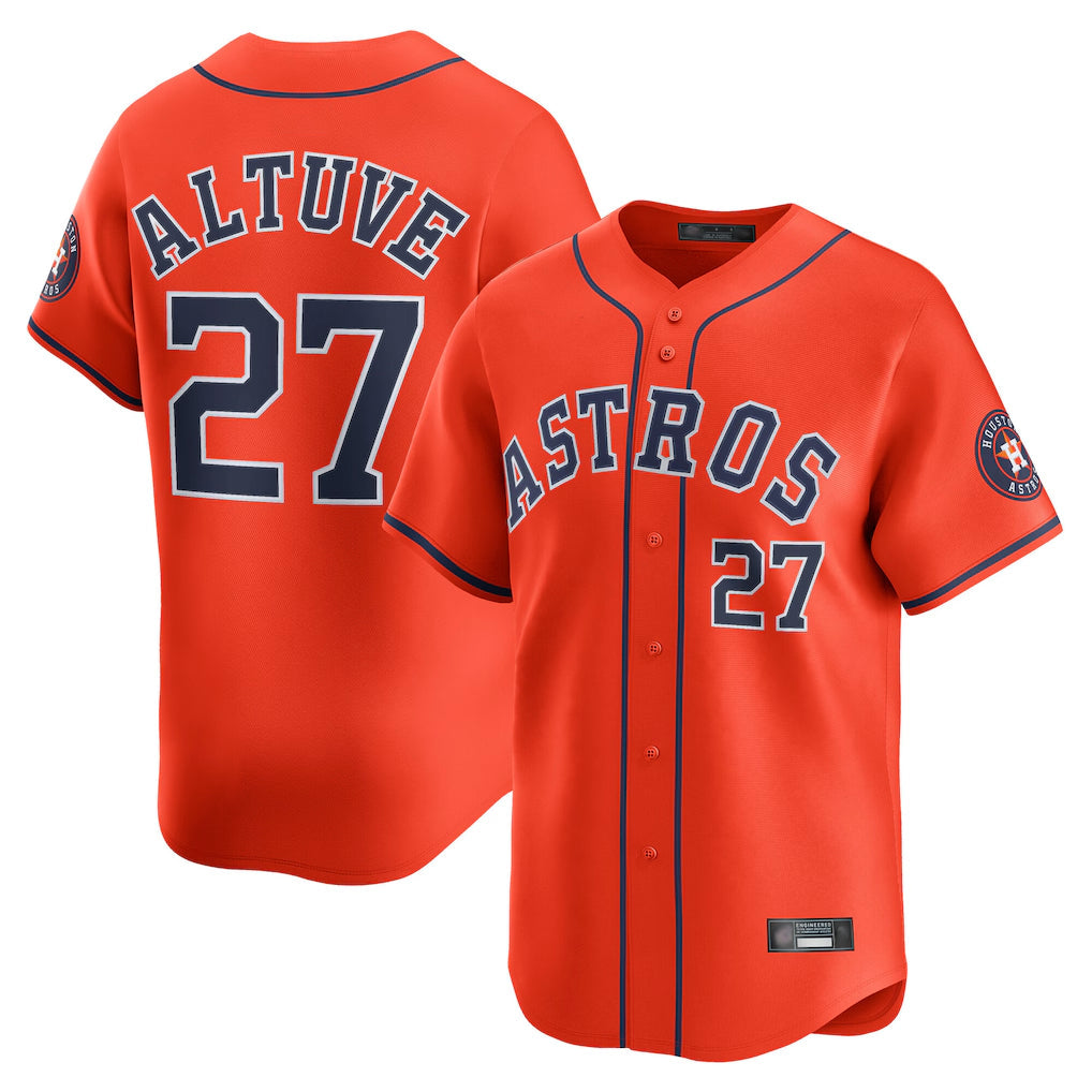 Elroe H.Astros #27 Jose Altuve Player Orange Home Limited Stitched Jerseys