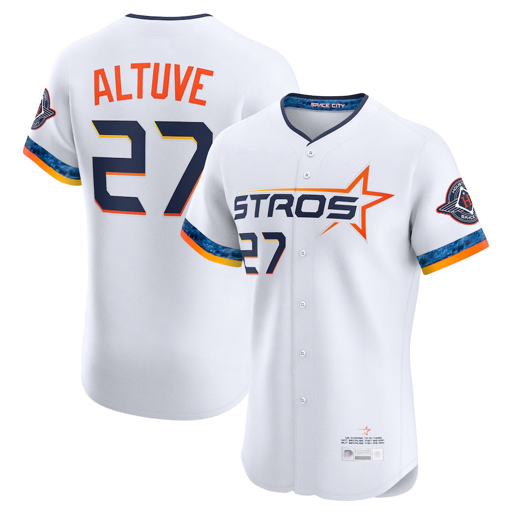 Elroe H.Astros #27 Jose Altuve Player White City Connect Limited Elite Home Stitched Jerseys