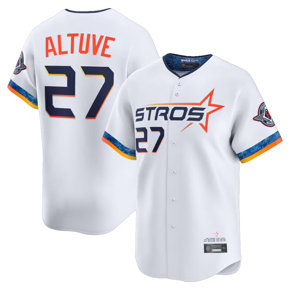 Elroe H.Astros #27 Jose Altuve Player White City Connect Limited Home Stitched Jerseys
