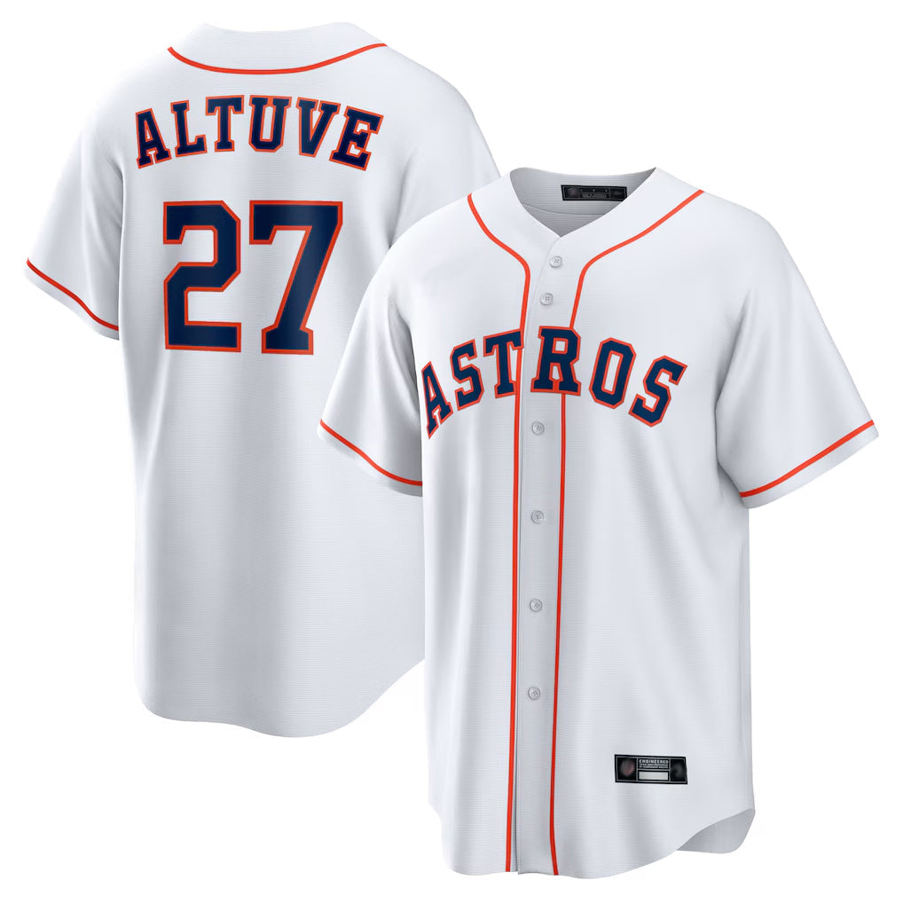 Elroe H.Astros #27 Jose Altuve Player White Home Game Stitched Jerseys