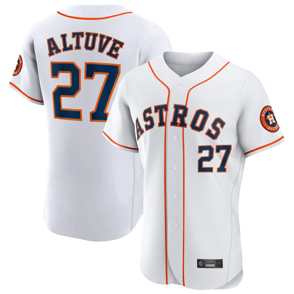 Elroe H.Astros #27 Jose Altuve Player White Limited Elite Home Stitched Jerseys