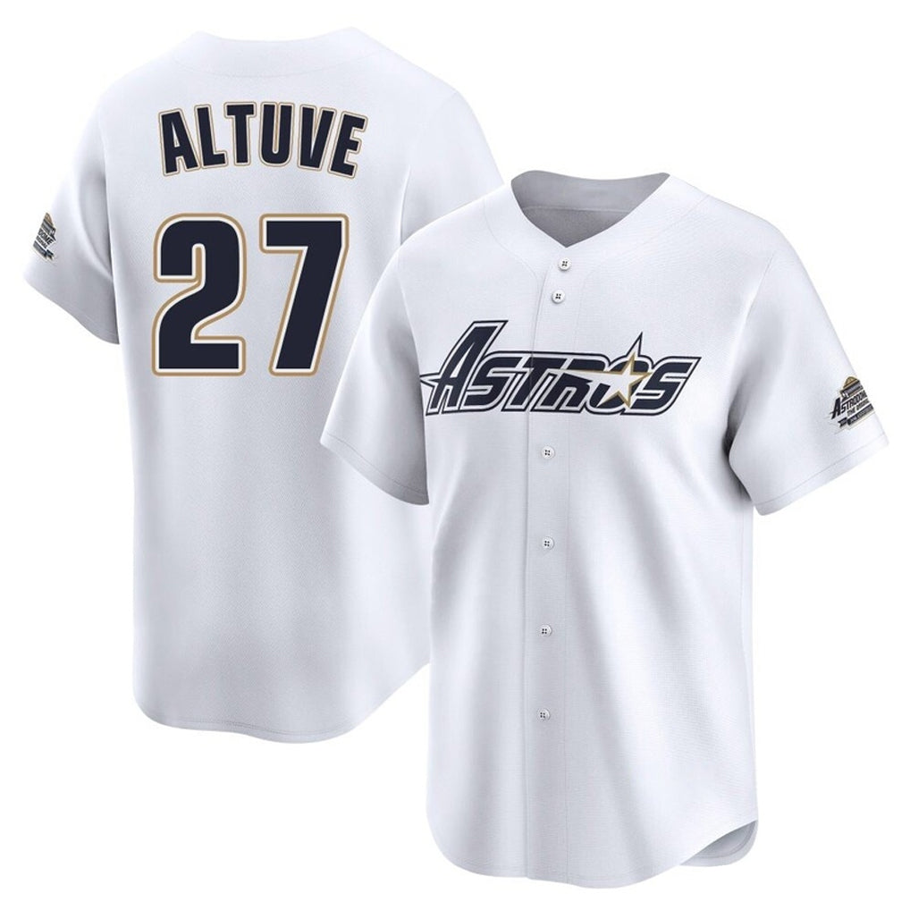 Elroe H.Astros #27 Jose Altuve Player White Throwback Cooperstown Collection Limited Stitched Jerseys