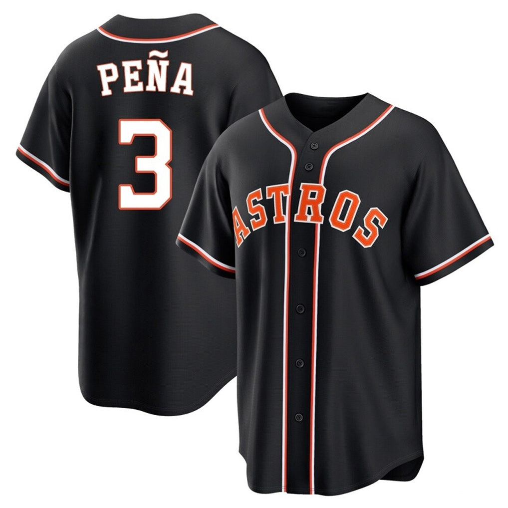 Elroe H.Astros #3 Jeremy Pe?a Player Black Fashion Out Home Game Stitched Jerseys