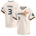 Elroe H.Astros #3 Jeremy Pe?a Player Cream Limited Home Stitched Jerseys