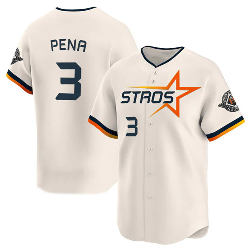 Elroe H.Astros #3 Jeremy Pe?a Player Cream Limited Home Stitched Jerseys