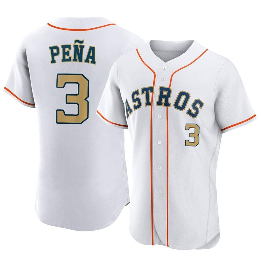 Elroe H.Astros #3 Jeremy Pe?a Player Gold Collection Limited Elite Home Stitched Jerseys