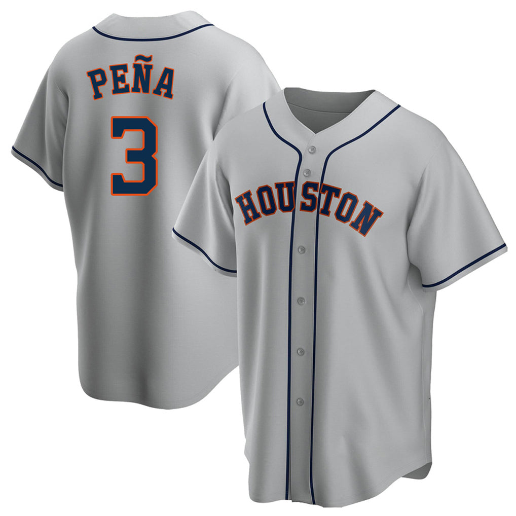 Elroe H.Astros #3 Jeremy Pe?a Player Gray Home Game Stitched Jerseys