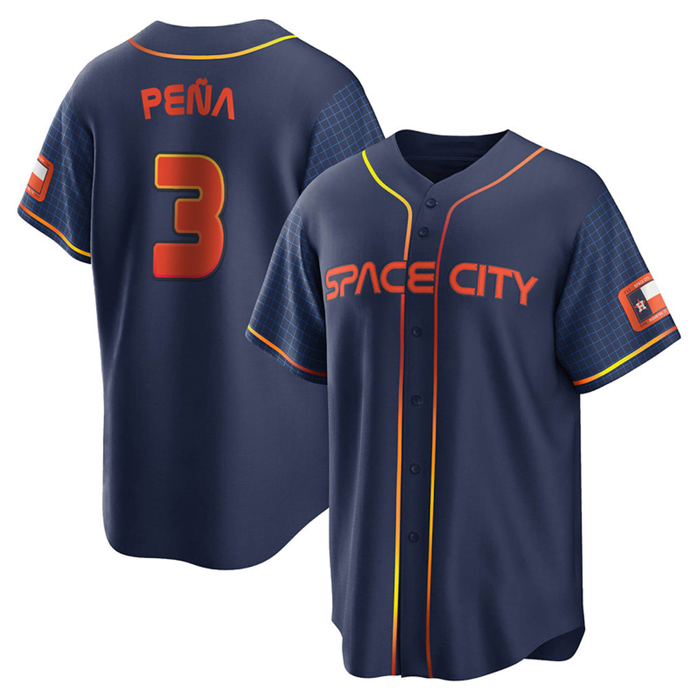 Elroe H.Astros #3 Jeremy Pe?a Player Navy City Connect Home Game Stitched Jerseys