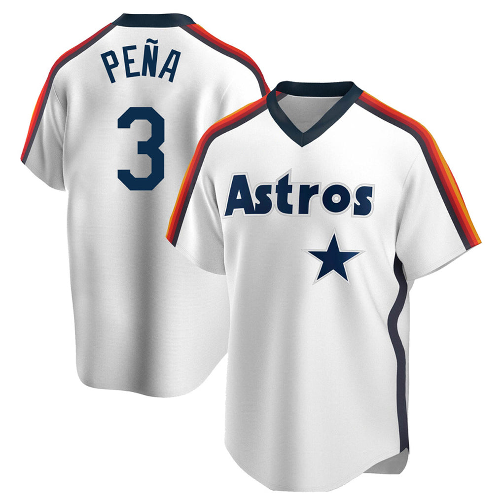 Elroe H.Astros #3 Jeremy Pe?a Player White Cooperstown Collection T-shirt Stitched Jerseys