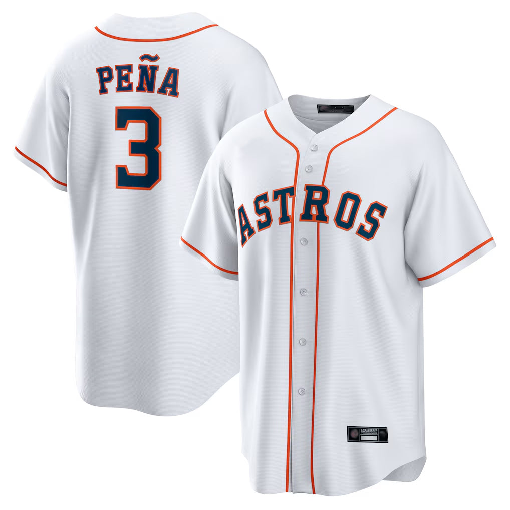 Elroe H.Astros #3 Jeremy Pe?a Player White Home Game Stitched Jerseys