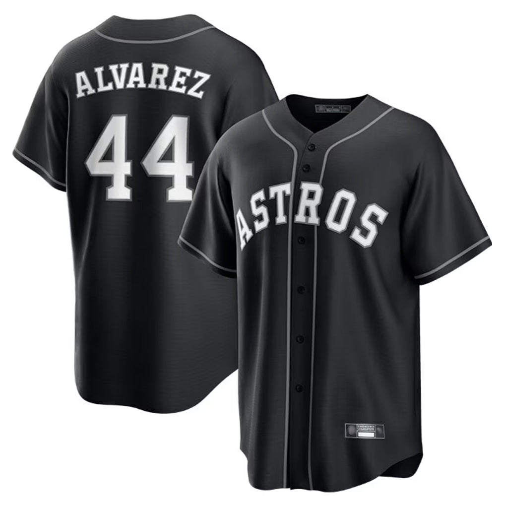 Elroe H.Astros #44 Yordan Alvarez Player Black Home Game Stitched Jerseys