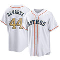 Elroe H.Astros #44 Yordan Alvarez Player Gold Collection Game Home Stitched Jerseys