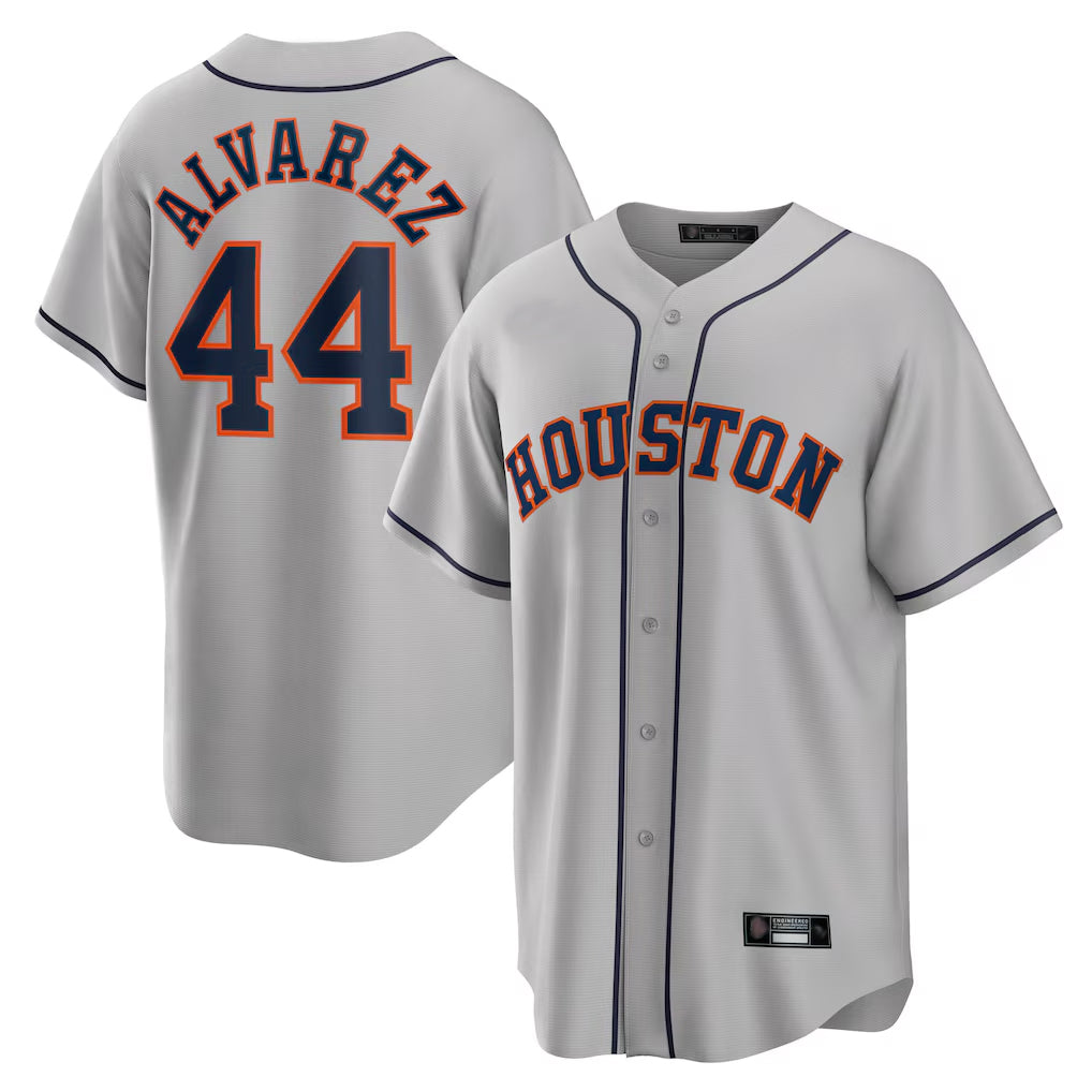 Elroe H.Astros #44 Yordan Alvarez Player Gray Home Game Stitched Jerseys