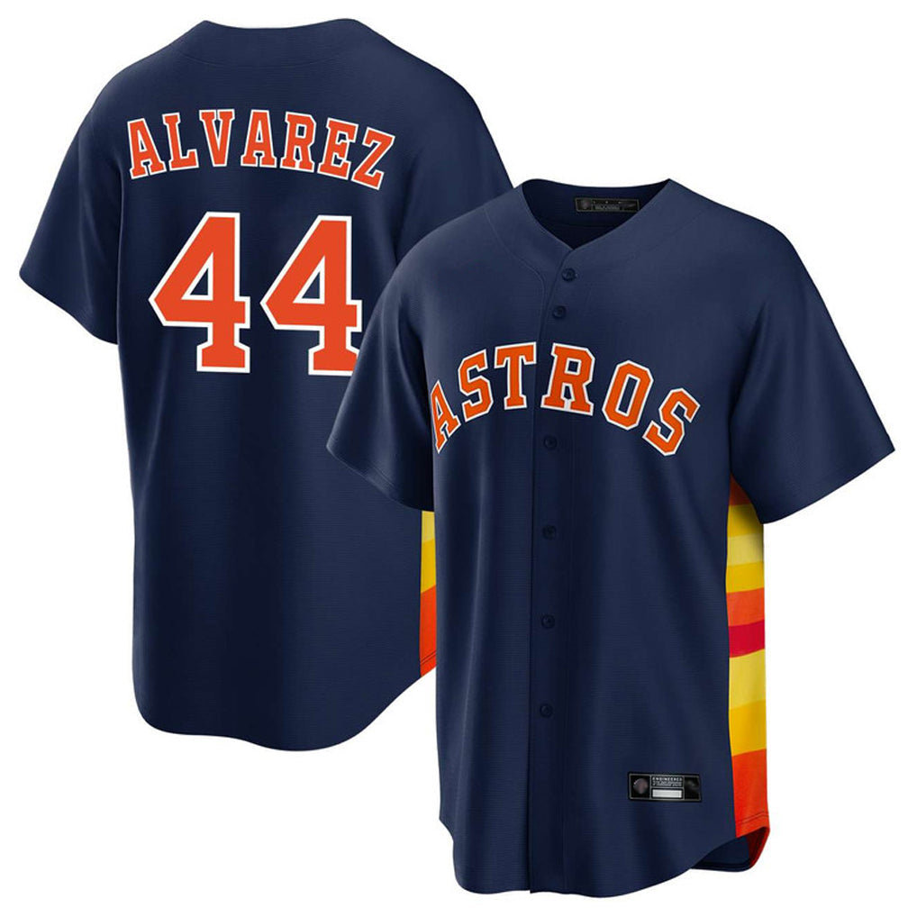 Elroe H.Astros #44 Yordan Alvarez Player Navy Home Game Stitched Jerseys