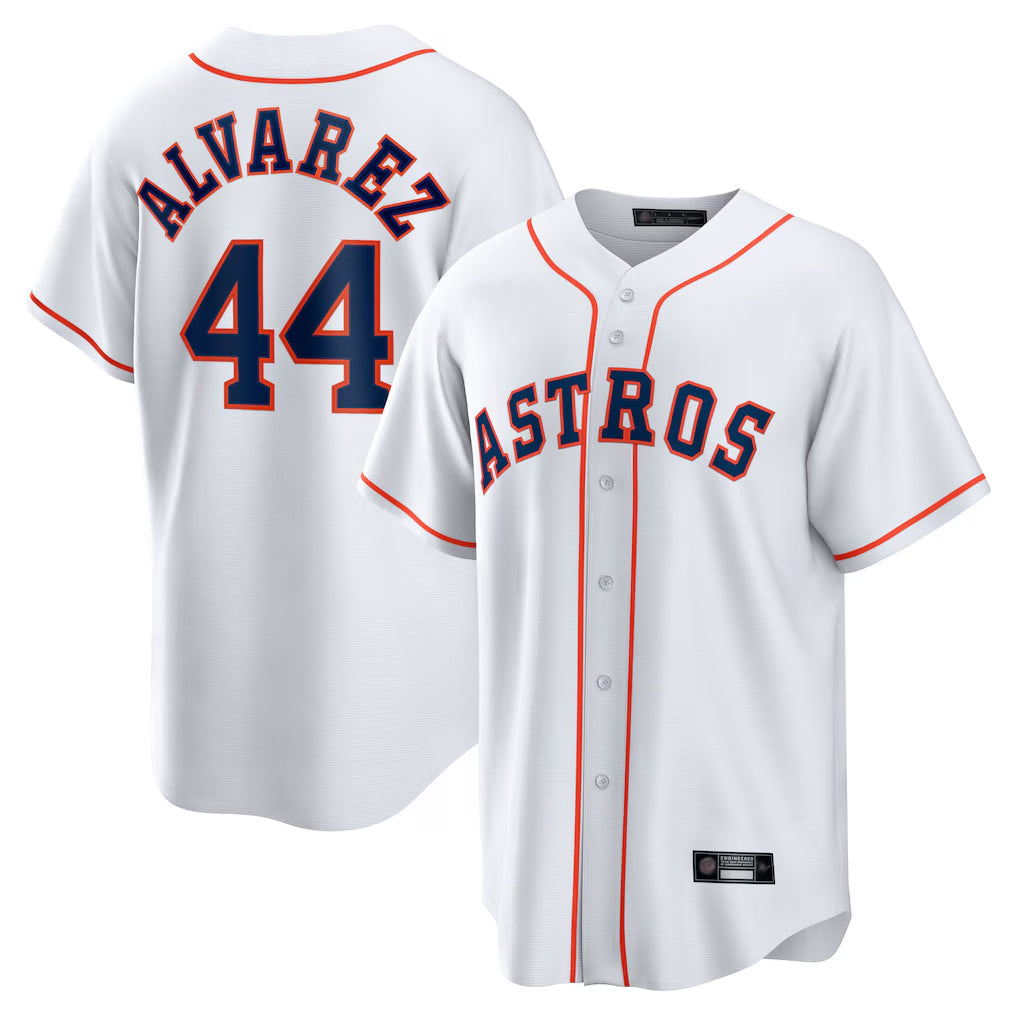 Elroe H.Astros #44 Yordan Alvarez Player White Home Game Stitched Jerseys