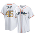 Elroe H.Astros #45 Tatsuya Imai Player Gold Collection Game Home Stitched Jerseys
