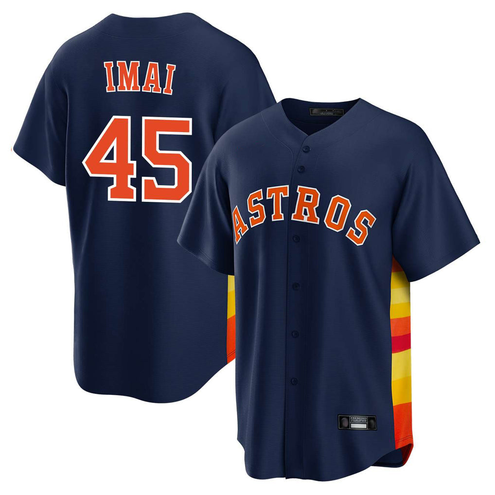 Elroe H.Astros #45 Tatsuya Imai Player Navy Home Game Stitched Jerseys