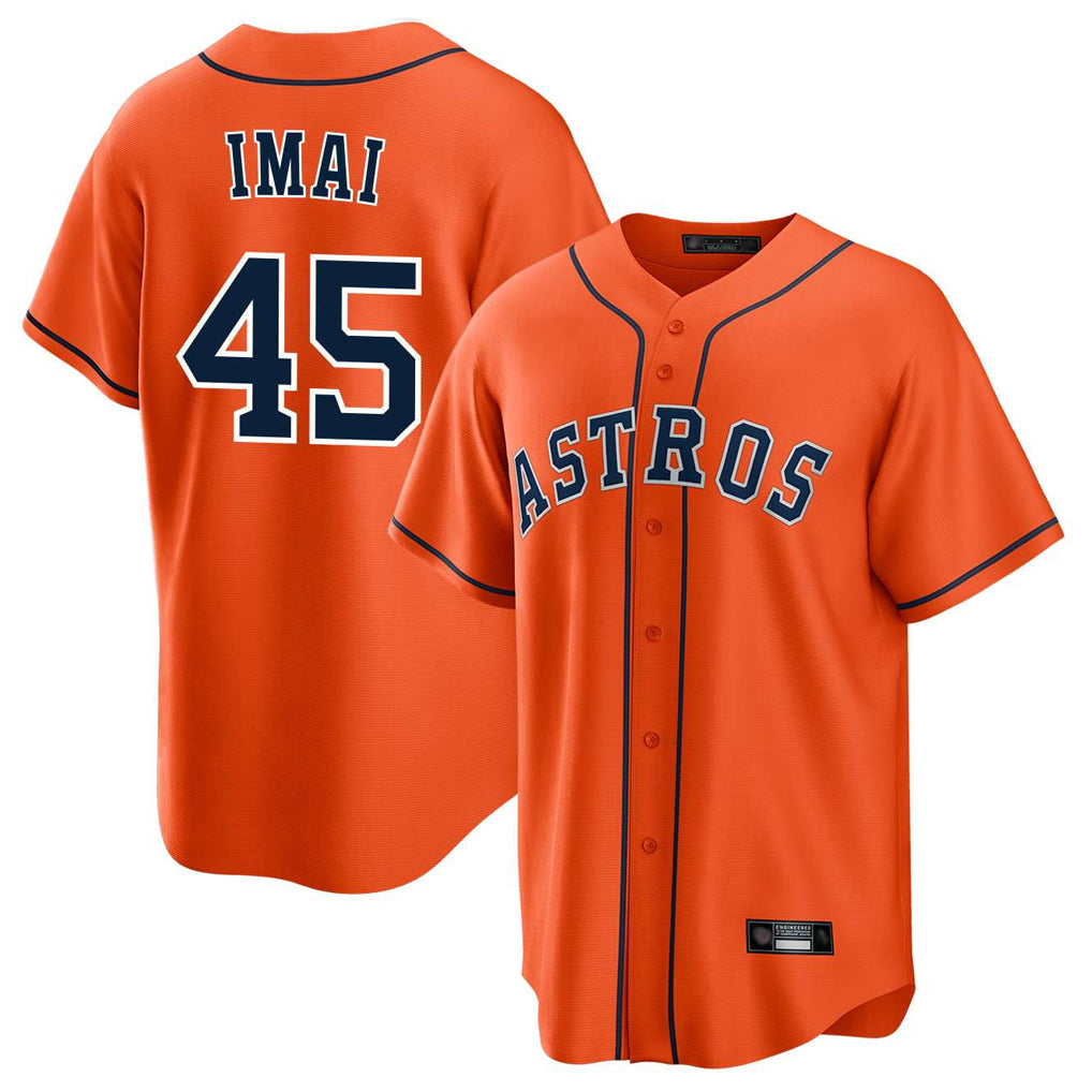 Elroe H.Astros #45 Tatsuya Imai Player Orange Home Game Stitched Jerseys