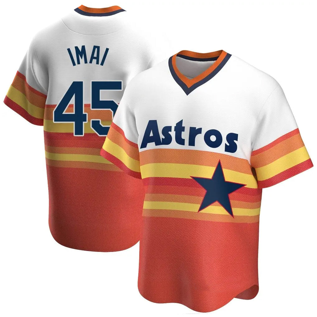 Elroe H.Astros #45 Tatsuya Imai Player Rainbow Cooperstown Collection T-shirt Stitched Jerseys