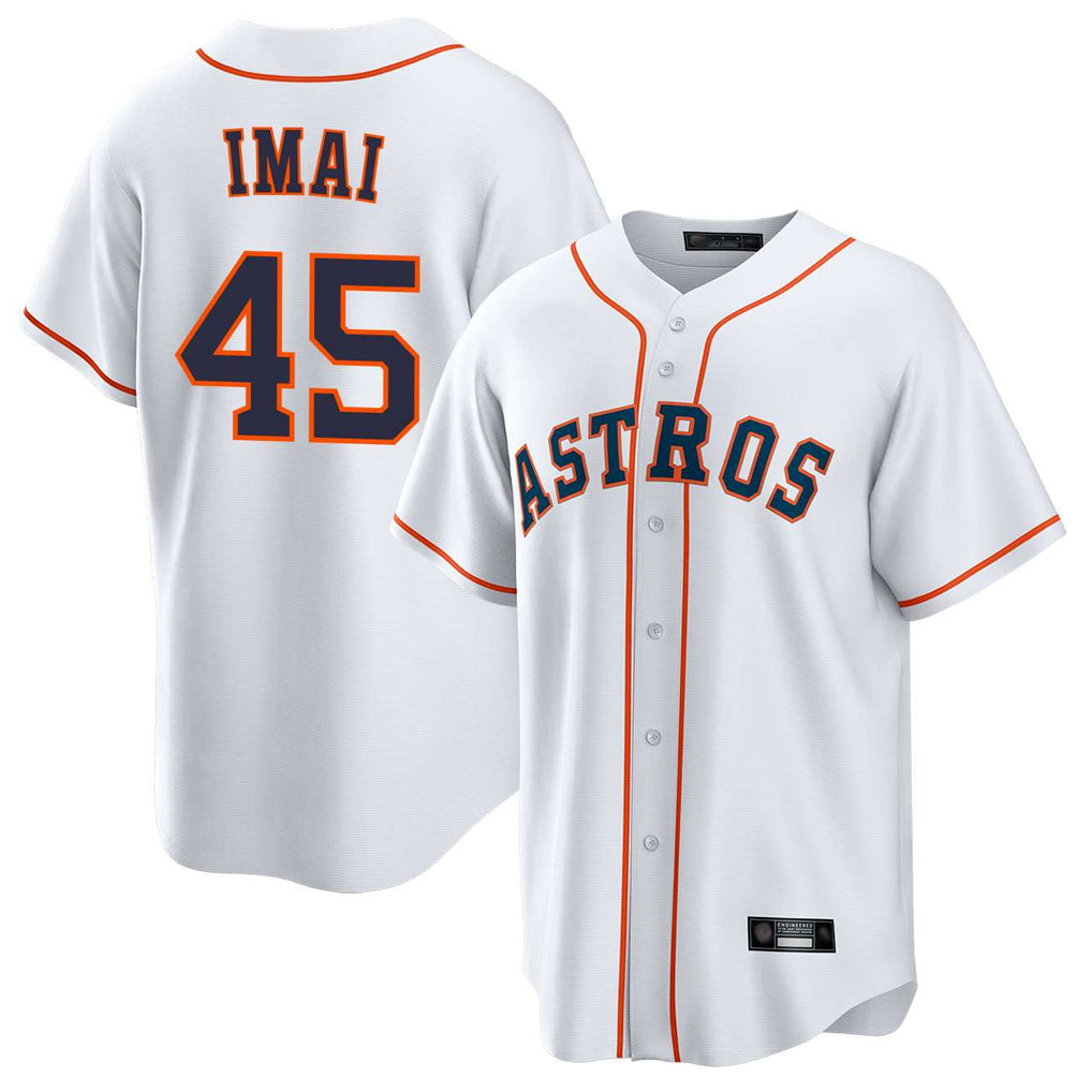 Elroe H.Astros #45 Tatsuya Imai Player White Home Game Stitched Jerseys