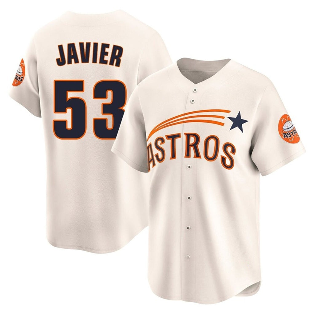 Elroe H.Astros #53 Cristian Javier Player Cream Throwback Cooperstown Collection Limited Stitched Jerseys