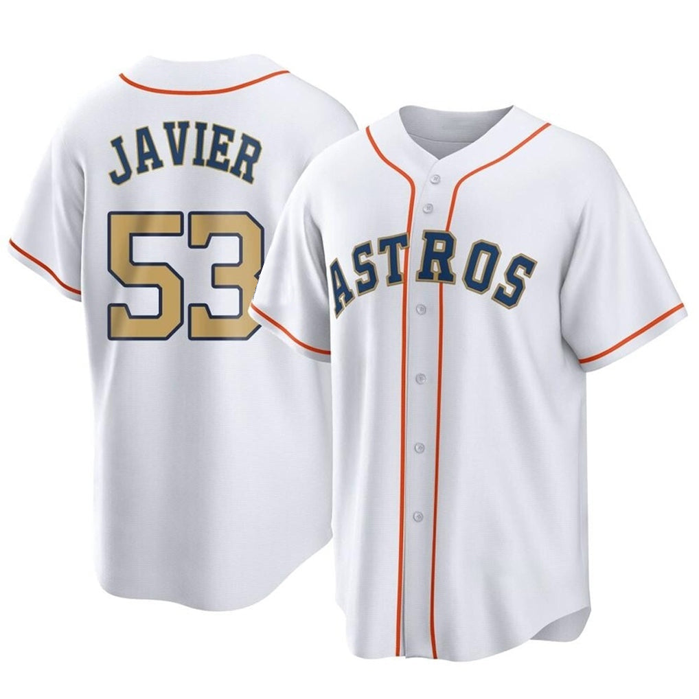 Elroe H.Astros #53 Cristian Javier Player Gold Collection Game Home Stitched Jerseys