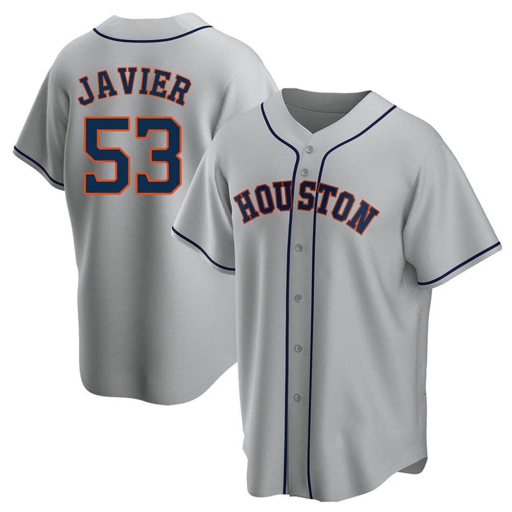 Elroe H.Astros #53 Cristian Javier Player Gray Home Game Stitched Jerseys