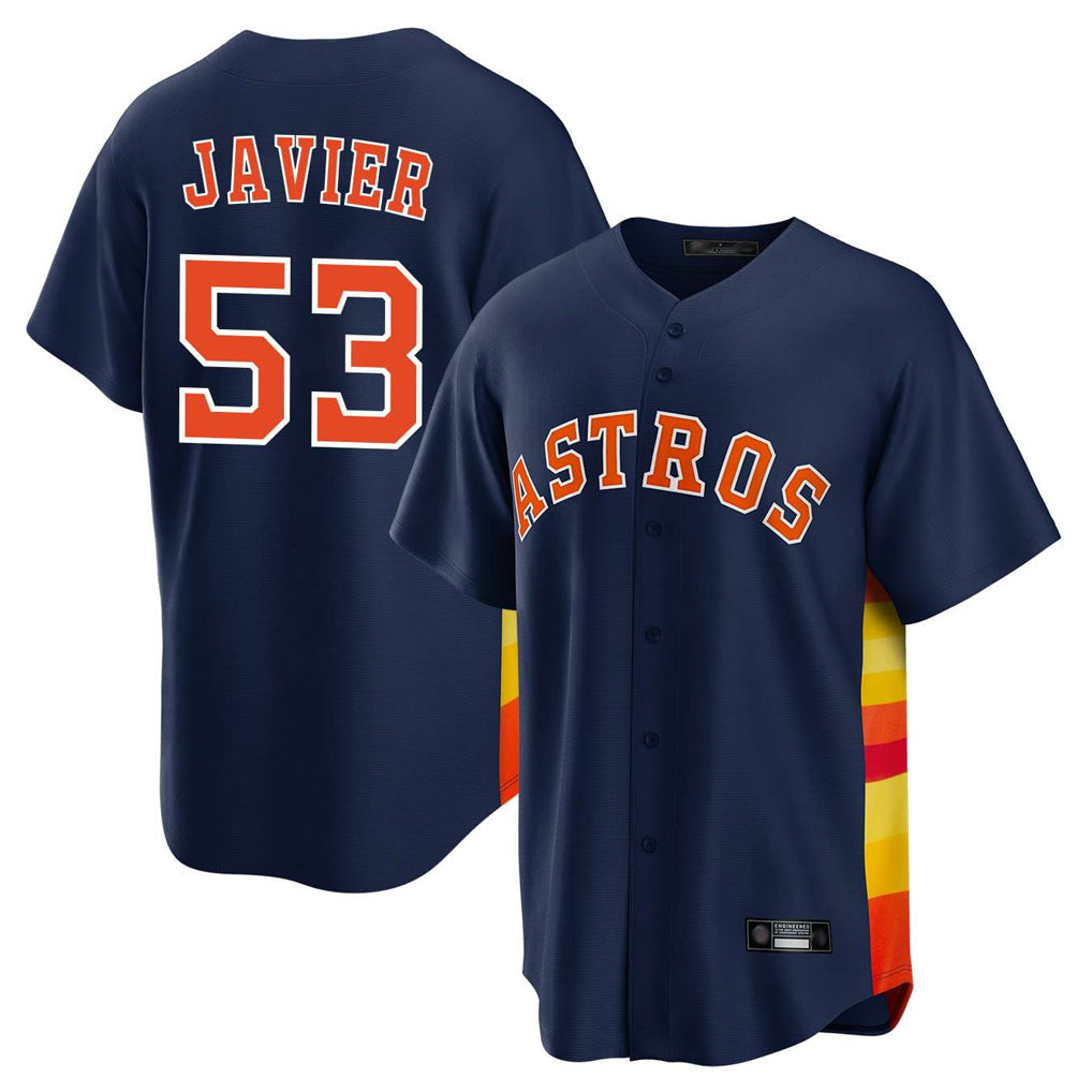 Elroe H.Astros #53 Cristian Javier Player Navy Home Game Stitched Jerseys