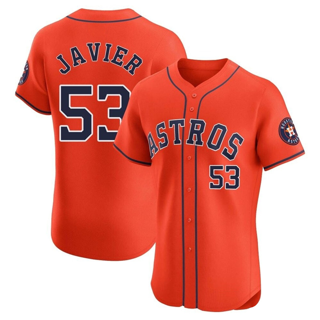 Elroe H.Astros #53 Cristian Javier Player Orange Home Limited Elite Stitched Jerseys