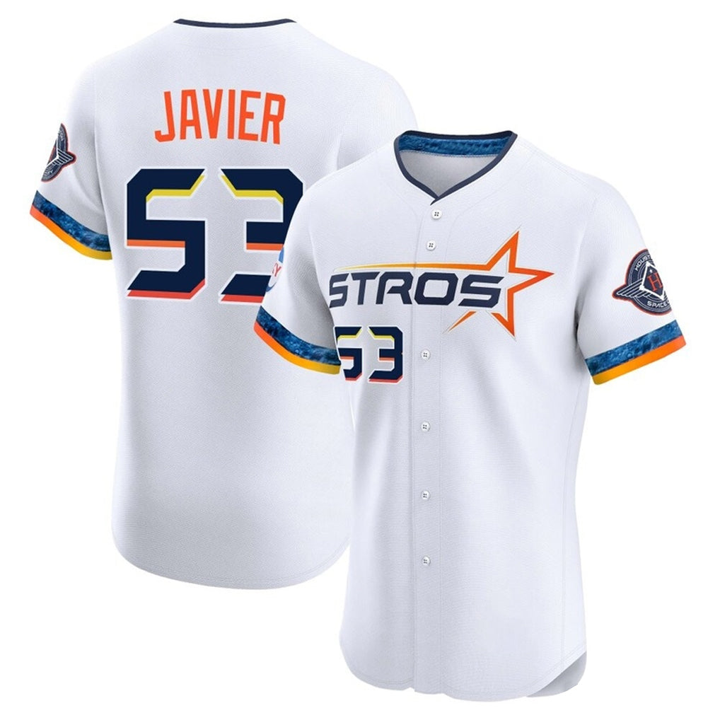 Elroe H.Astros #53 Cristian Javier Player White City Connect Limited Elite Home Stitched Jerseys