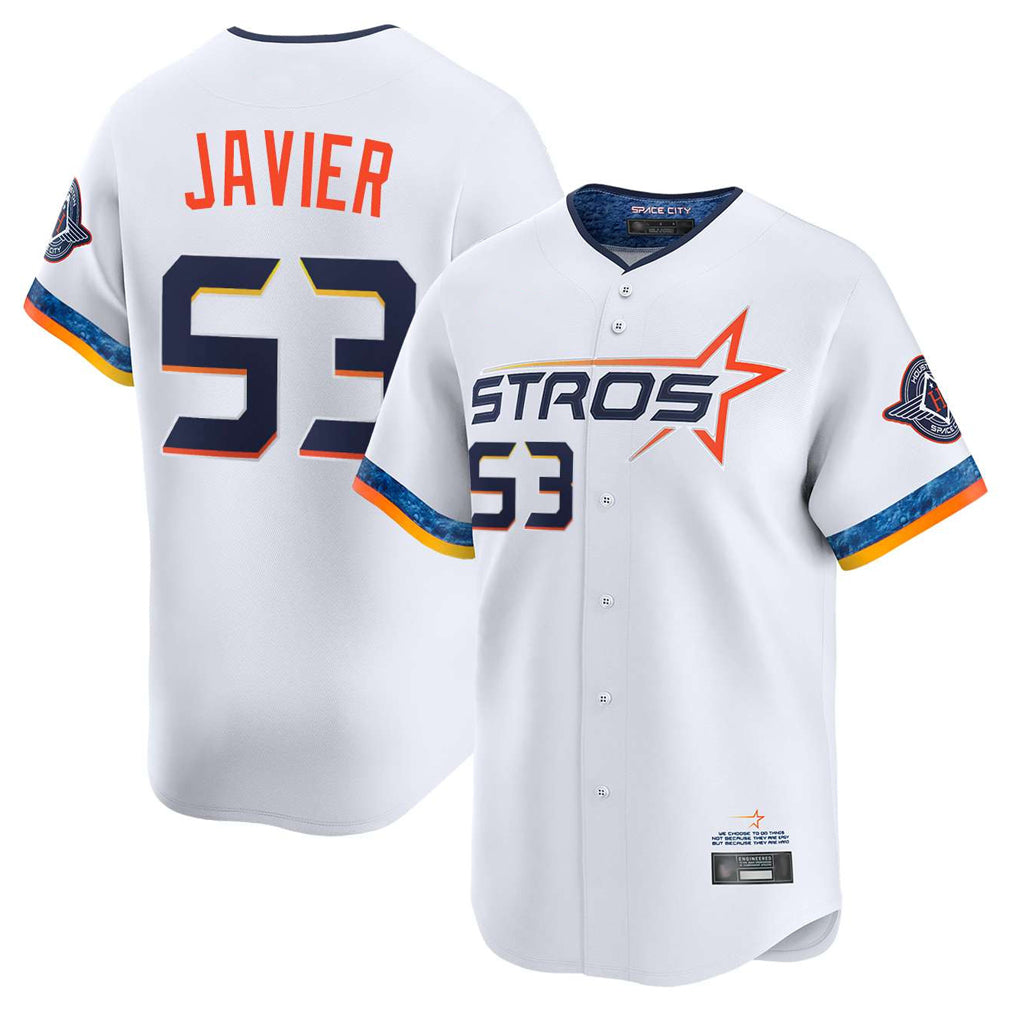 Elroe H.Astros #53 Cristian Javier Player White City Connect Limited Home Stitched Jerseys