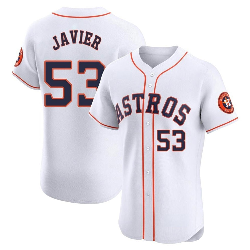 Elroe H.Astros #53 Cristian Javier Player White Limited Elite Home Stitched Jerseys