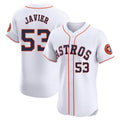 Elroe H.Astros #53 Cristian Javier Player White Limited Elite Home Stitched Jerseys