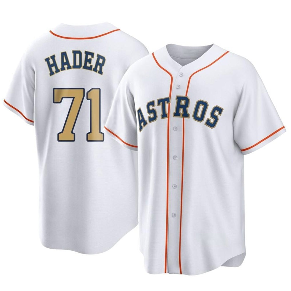 Elroe H.Astros #71 Josh Hader Player Gold Collection Game Home Stitched Jerseys